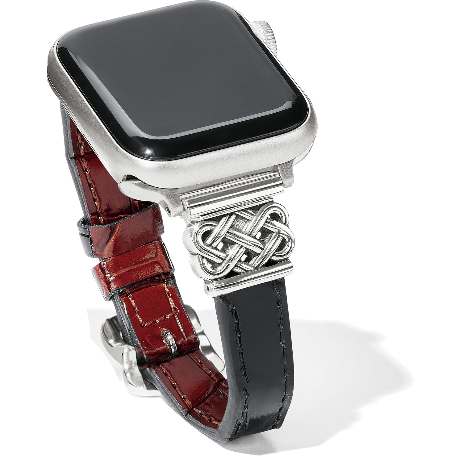 Brighton Interlok Reversible Leather Apple Watch® Band Style W20413 - Schwarz / Braun