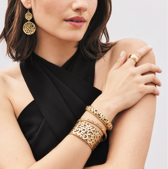 Brighton Contempo Medallion Duo Französisch Draht Ohrringe Stil JA9904 - Gold