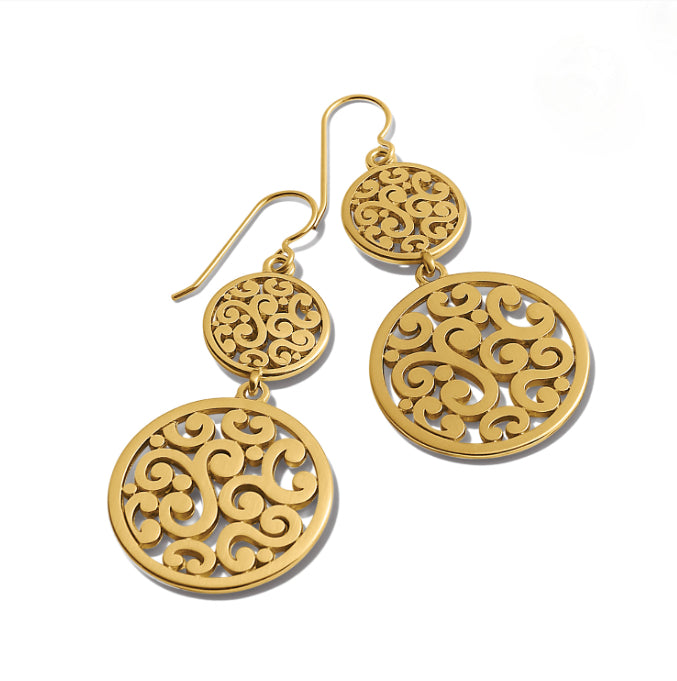 Brighton Contempo Medallion Duo Französisch Draht Ohrringe Stil JA9904 - Gold