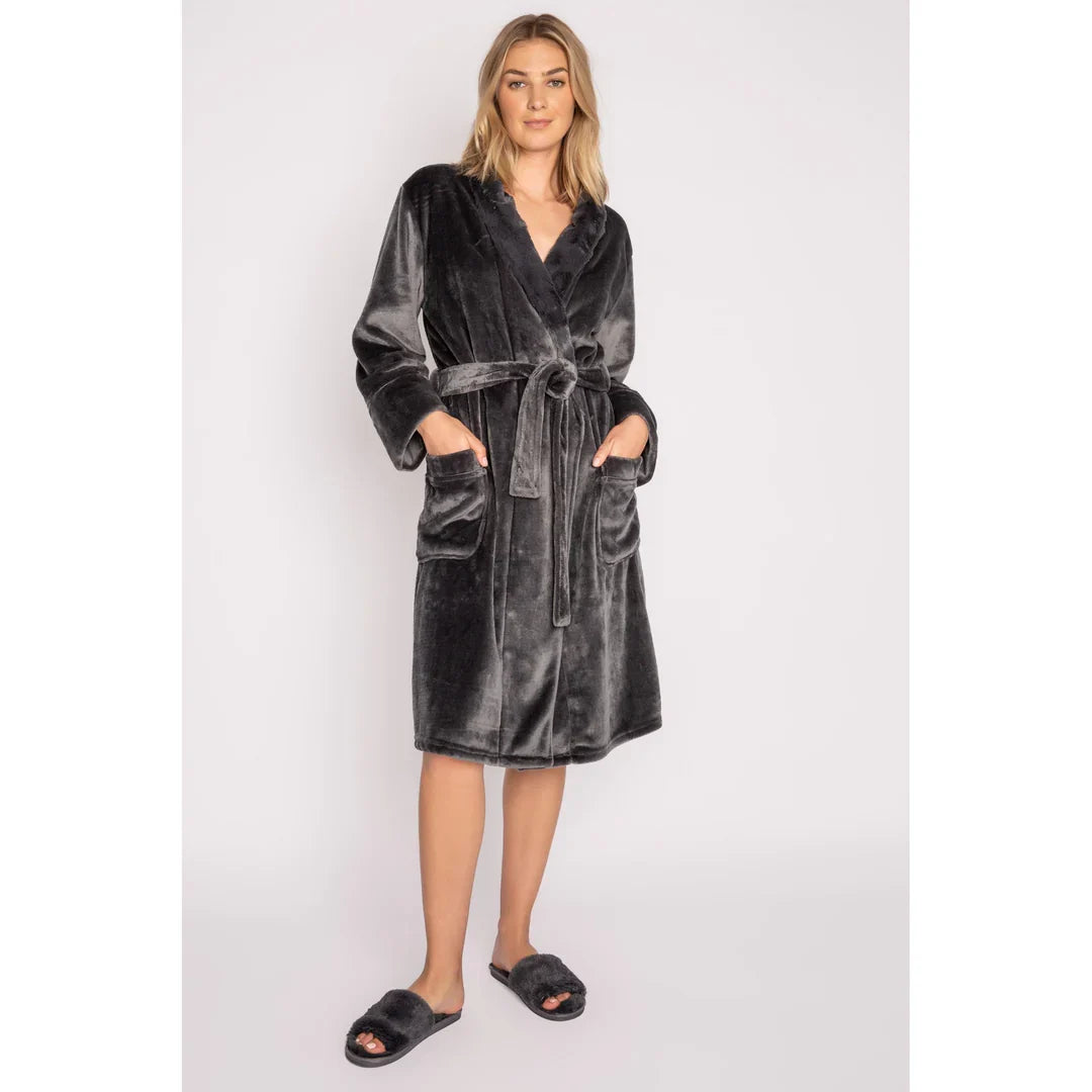 PJ Salvage: 'Dankbar' Luxuriös Plush Robe Style RKLPR - Kohle