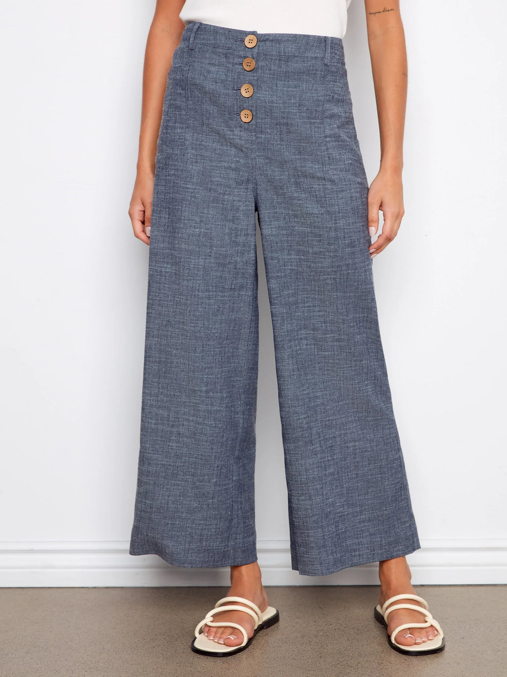 Charlie B. Stretch Leinen Wide Leg Hose Style C5751 - Indigo