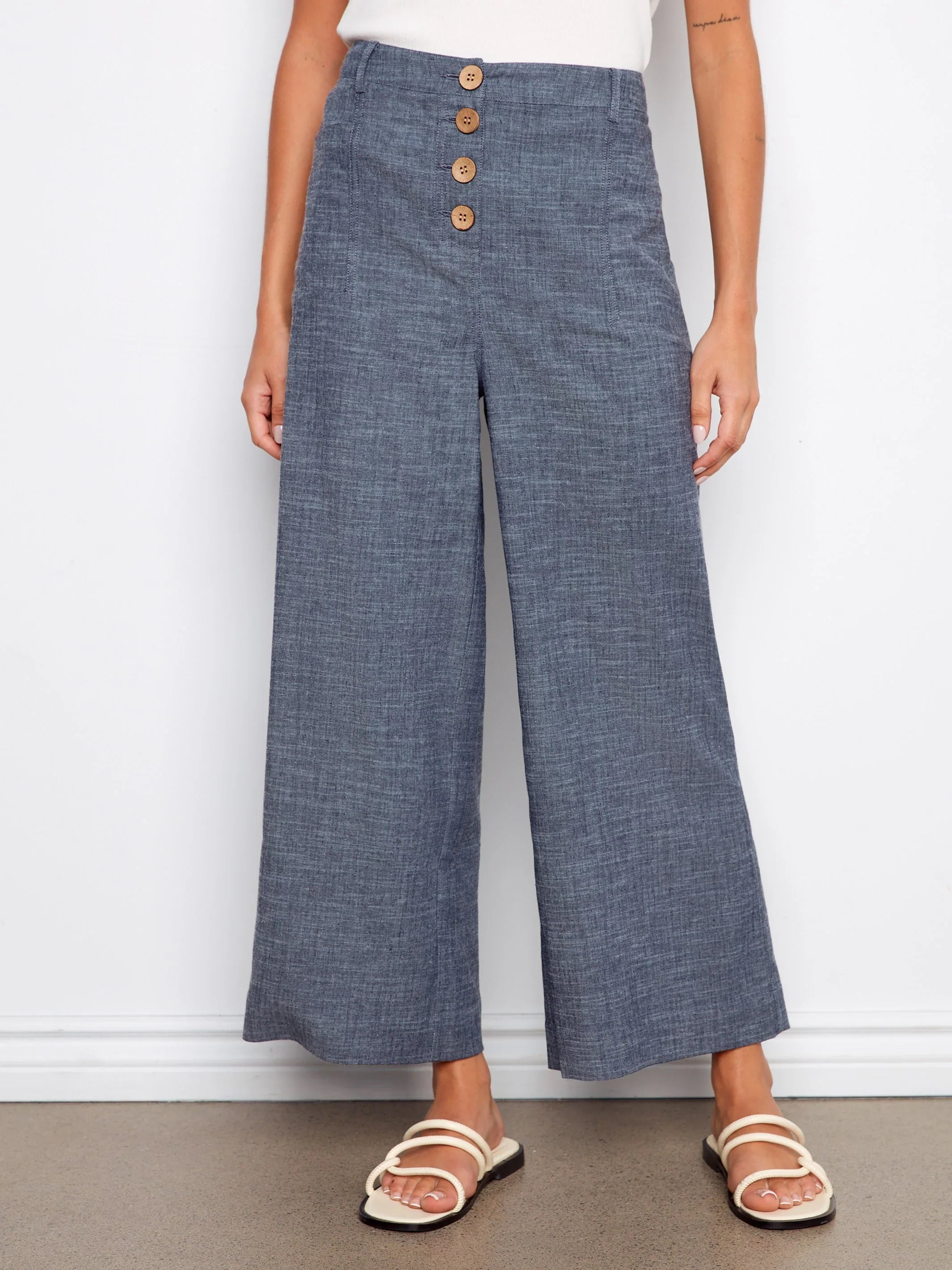 Charlie B. Stretch Leinen Wide Leg Hose Style C5751 - Indigo