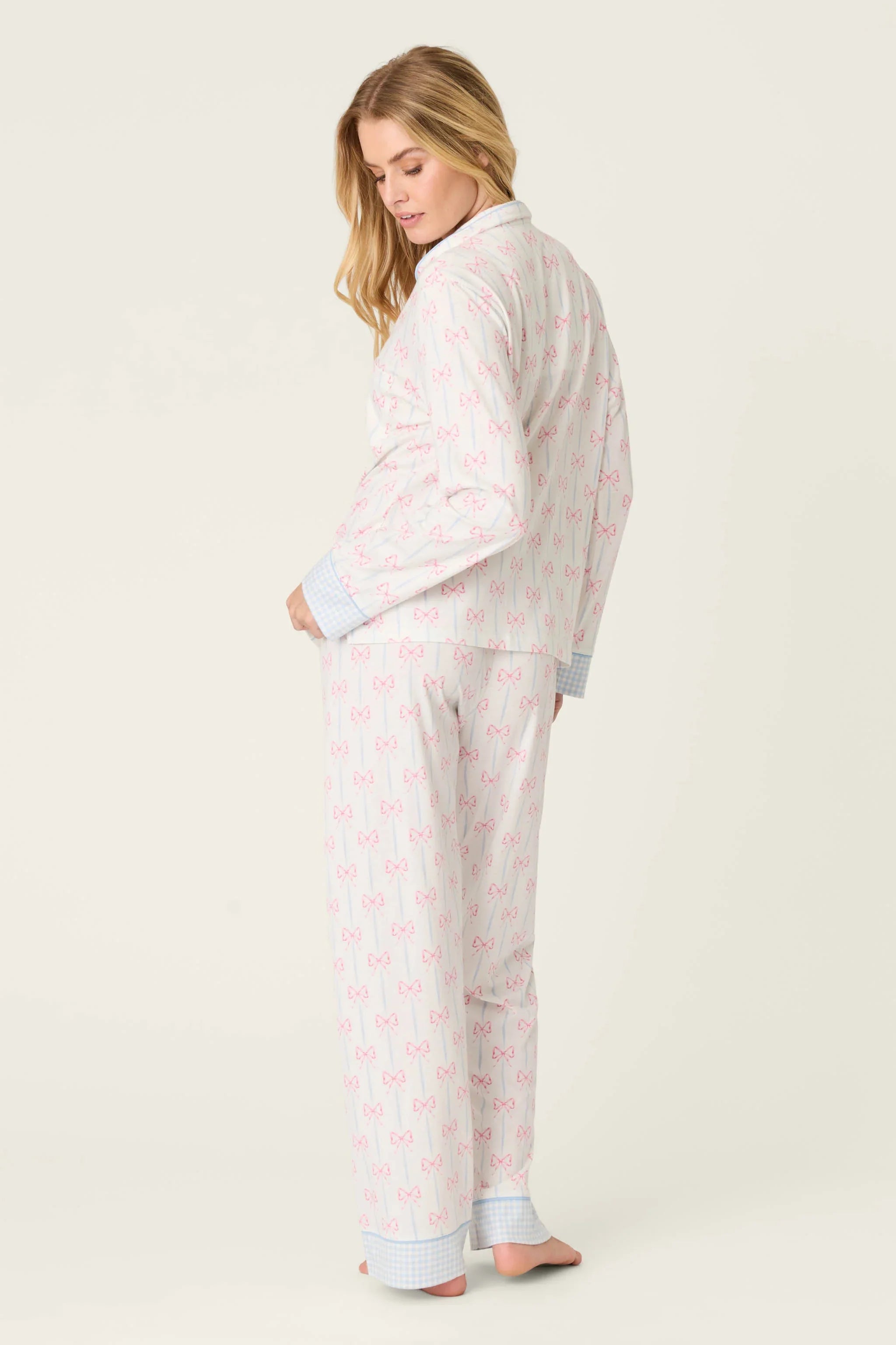 PJ Salvage Playful Prints Alle eingewickelt Lang PJ Set Style RXPPST2 - Weiß