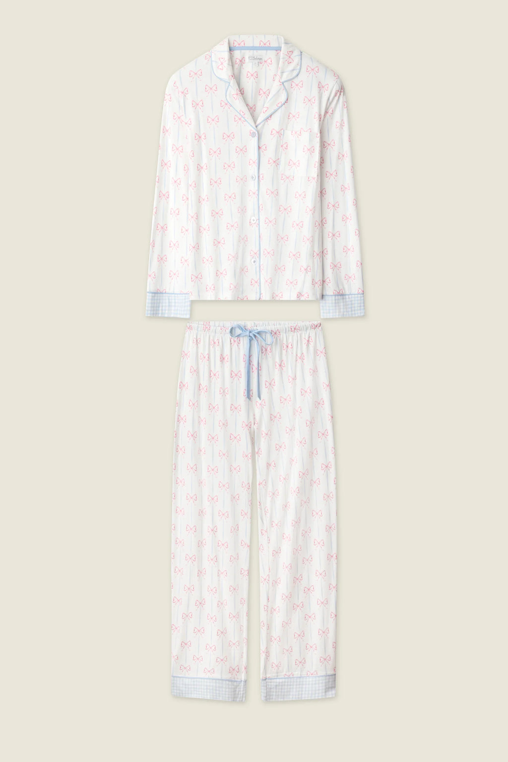 PJ Salvage Playful Prints Alle eingewickelt Lang PJ Set Style RXPPST2 - Weiß