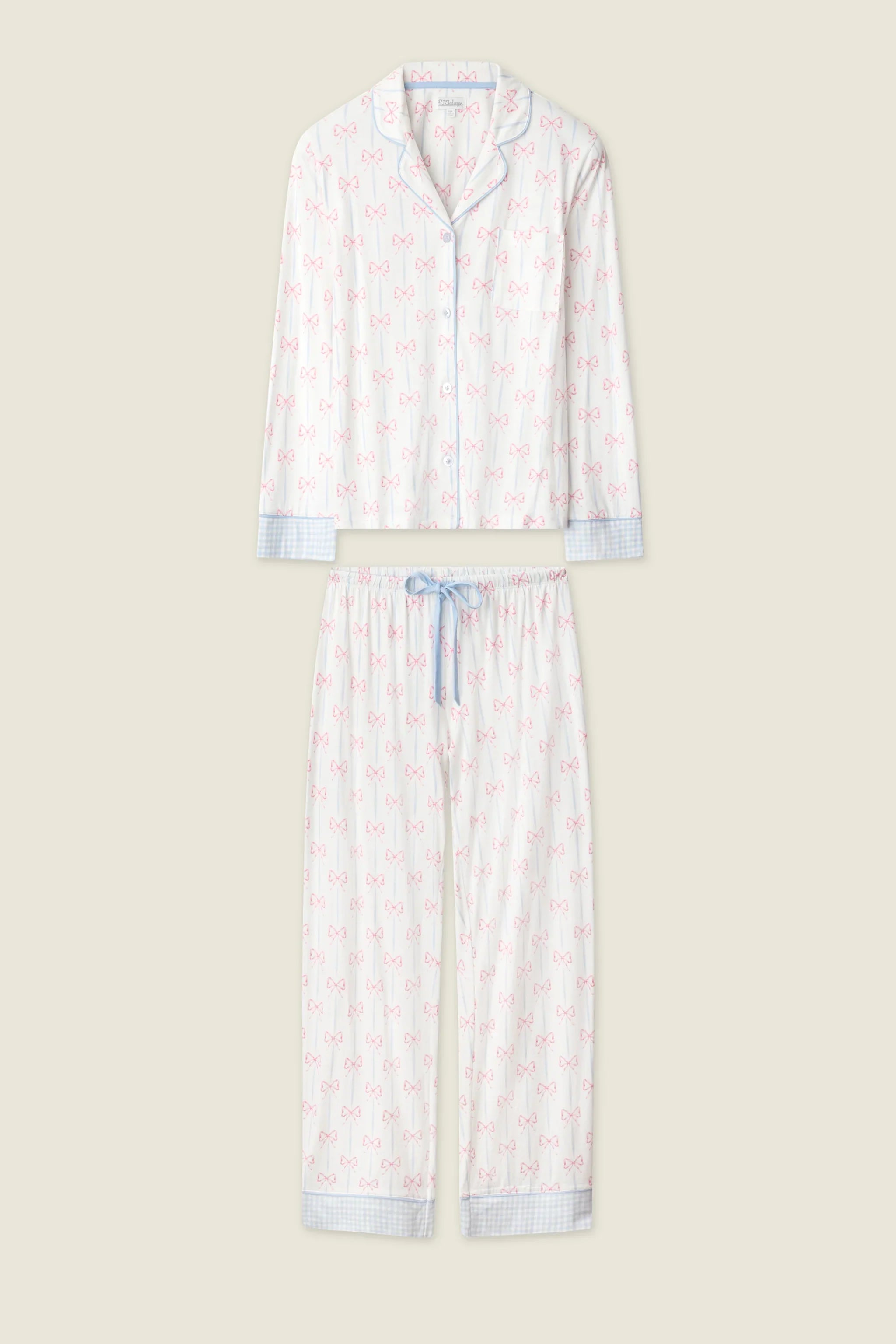 PJ Salvage Playful Prints Alle eingewickelt Lang PJ Set Style RXPPST2 - Weiß