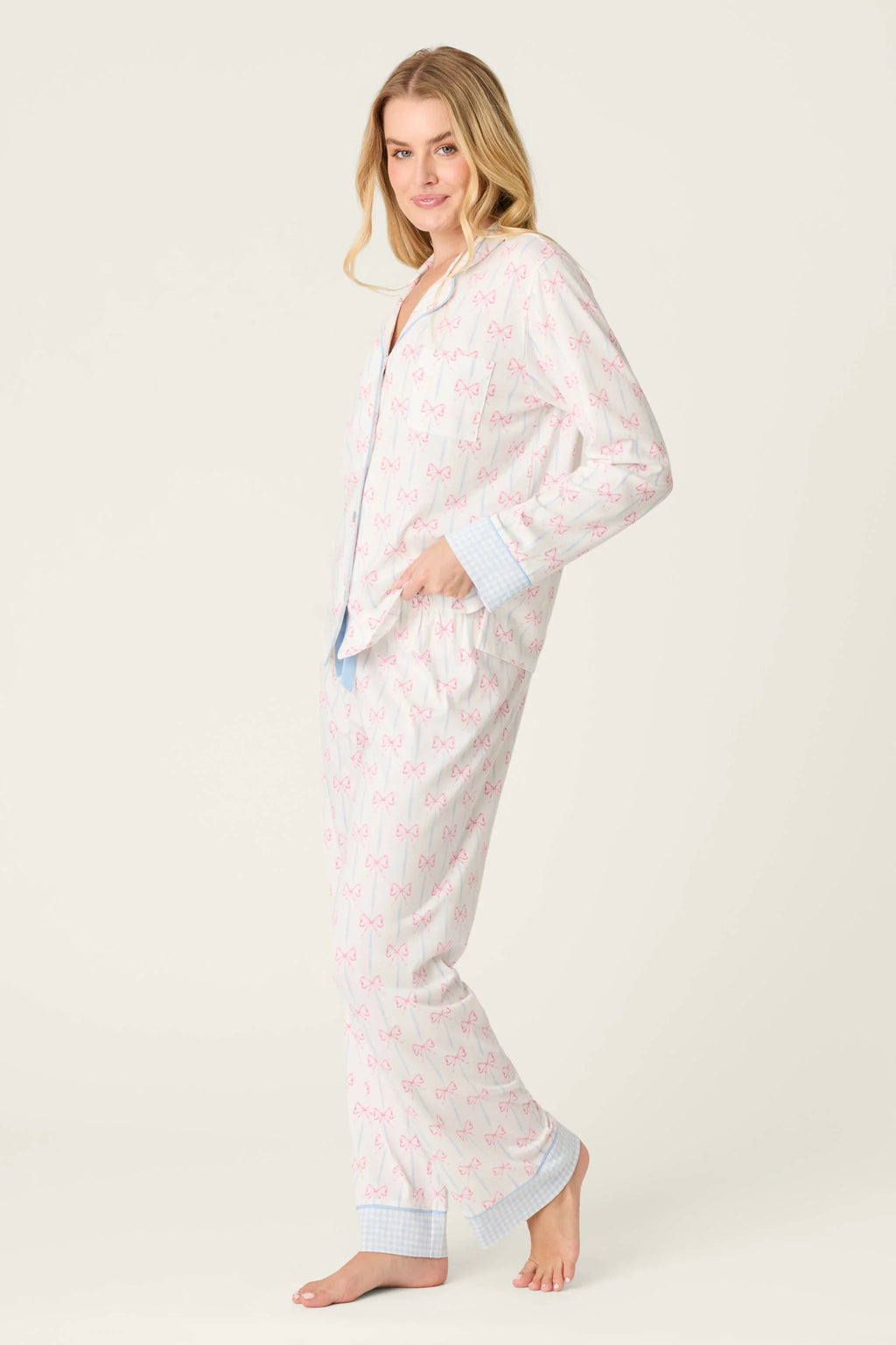 PJ Salvage Playful Prints Alle eingewickelt Lang PJ Set Style RXPPST2 - Weiß