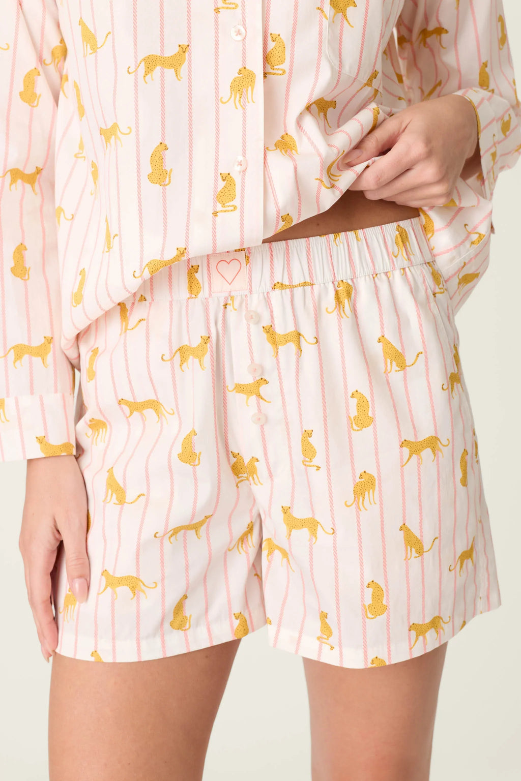 PJ Salvage Afterparty Cheetah Charm 100% Baumwolle Poplin Pajama Set Style R7APST - Sunset Rose