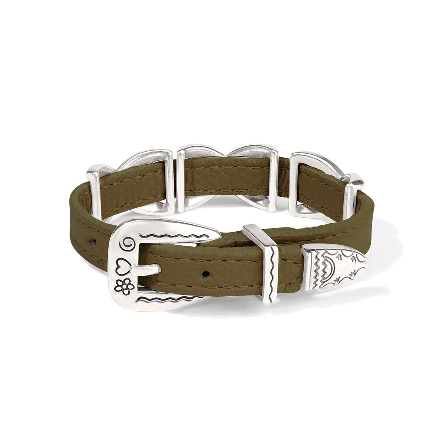 Brighton Kriss Kross Etched Bandit Armband Style 07903G - Olivgrün