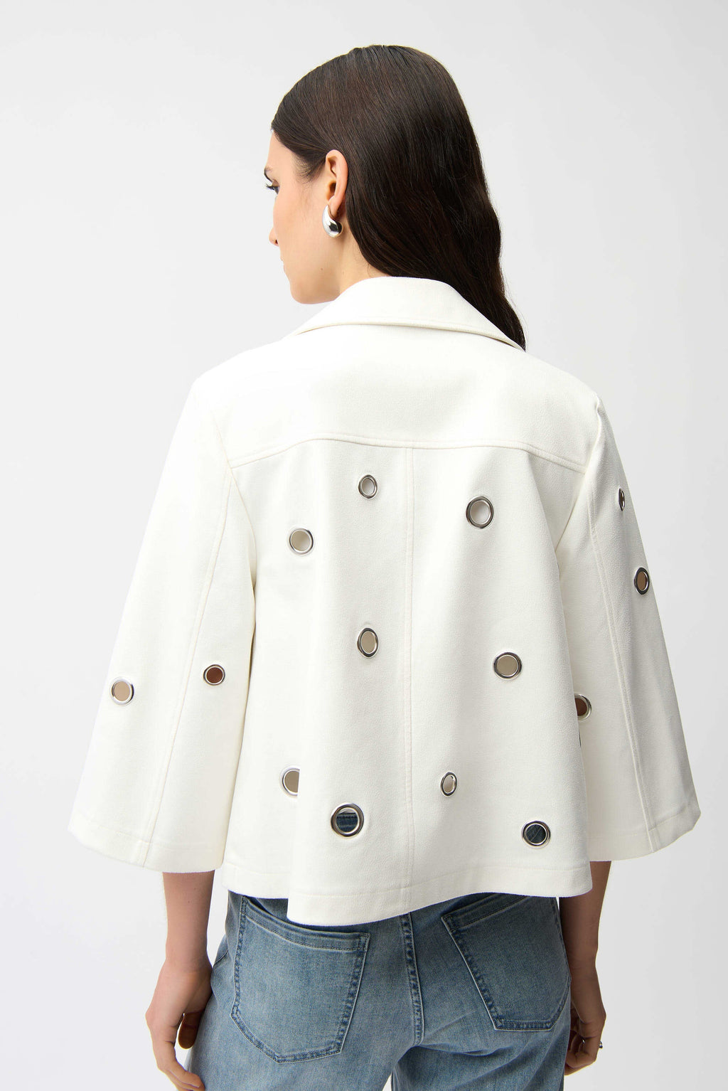 Joseph Ribkoff veredelte Faux Suede Swing Jacke mit Grommets Style 261905 - Vanilla