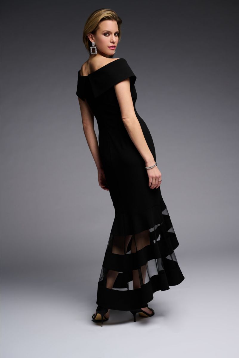LAST ONE SZ 6 - Joseph Ribkoff Sheer Panel Dress Style 223743 - Schwarz