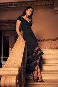 LAST ONE SZ 6 - Joseph Ribkoff Sheer Panel Dress Style 223743 - Schwarz