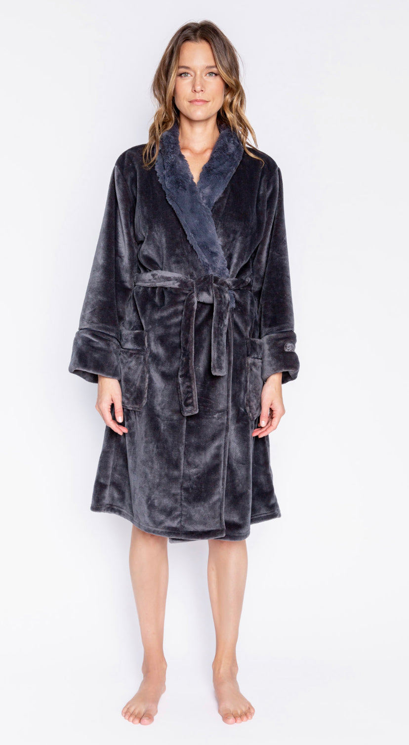 PJ Salvage Take it Easy Luxuriös Plush Robe Style RELPR - Kohle