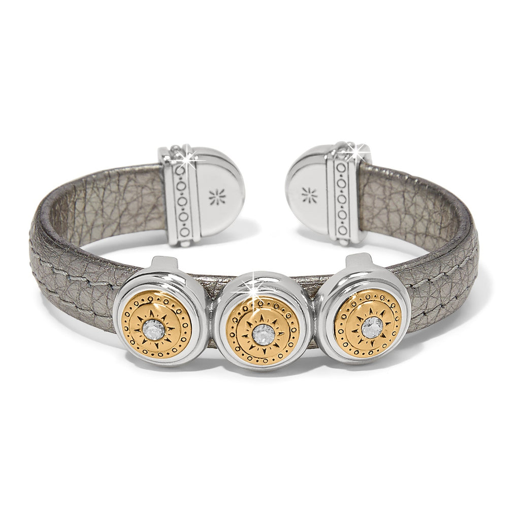 Mosaik Zwei Ton Leder Disc Manschette Armband